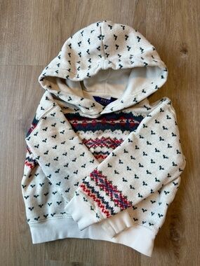 Polo by Ralph Lauren Cream Hooded Fair Isle Knit with Red, Green & Navy Accents